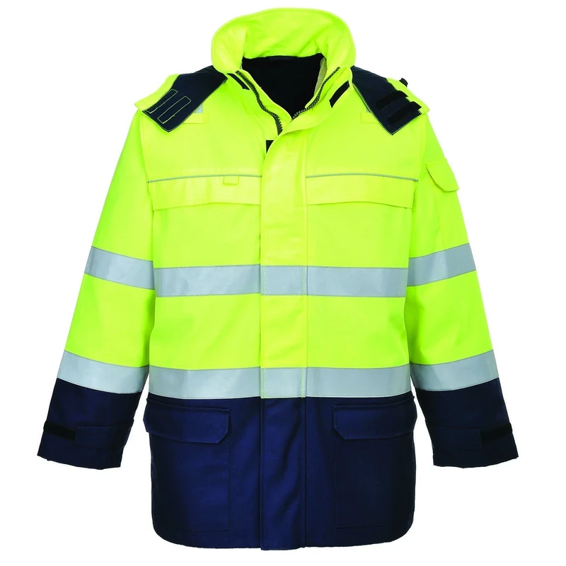 Portwest Bizflame Multi Arc Hi-Vis Jacket, Color: Yellow/Navy, Size: M, FR79YNRM