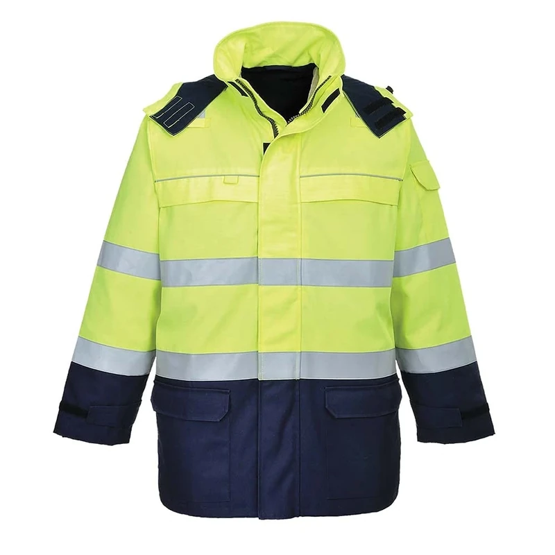 Portwest Bizflame Multi Arc Hi-Vis Jacket, Color: Yellow/Navy, Size: XXL, FR79YNRXXL