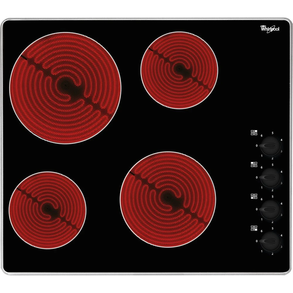 Whirlpool AKM609IX Built-in Electric Hob, 60cm wide, 4 cooking zones, Black