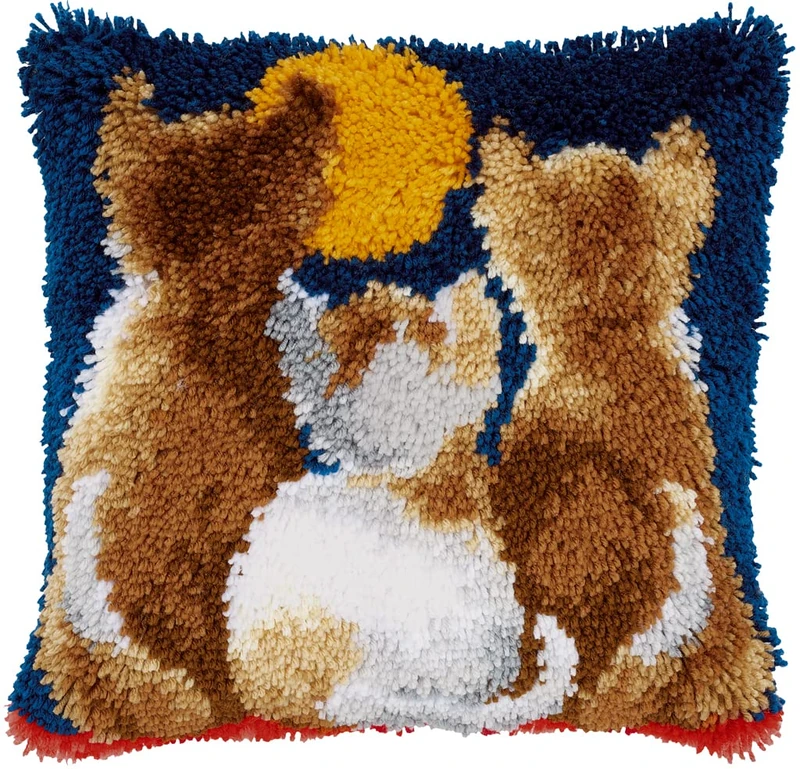 Vervaco 1-Piece Latch Hook Cushion Cat at Night