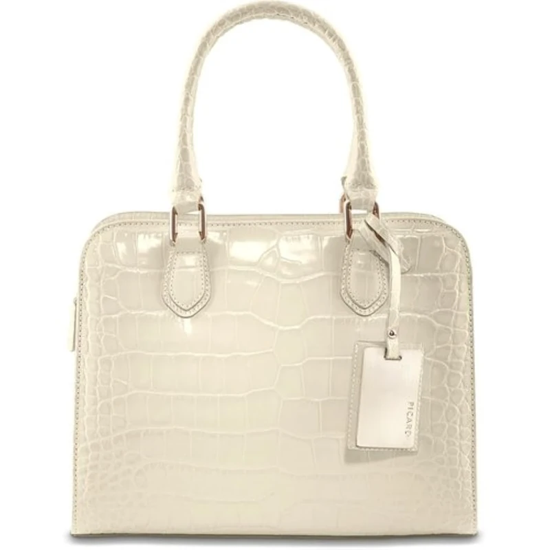 Picard Weimar Women's Handbag Made of Real Leather Medium Width 32 cm Height 23 cm Length 12 cm with Screw Closure Business, cream, standard size, Handbag