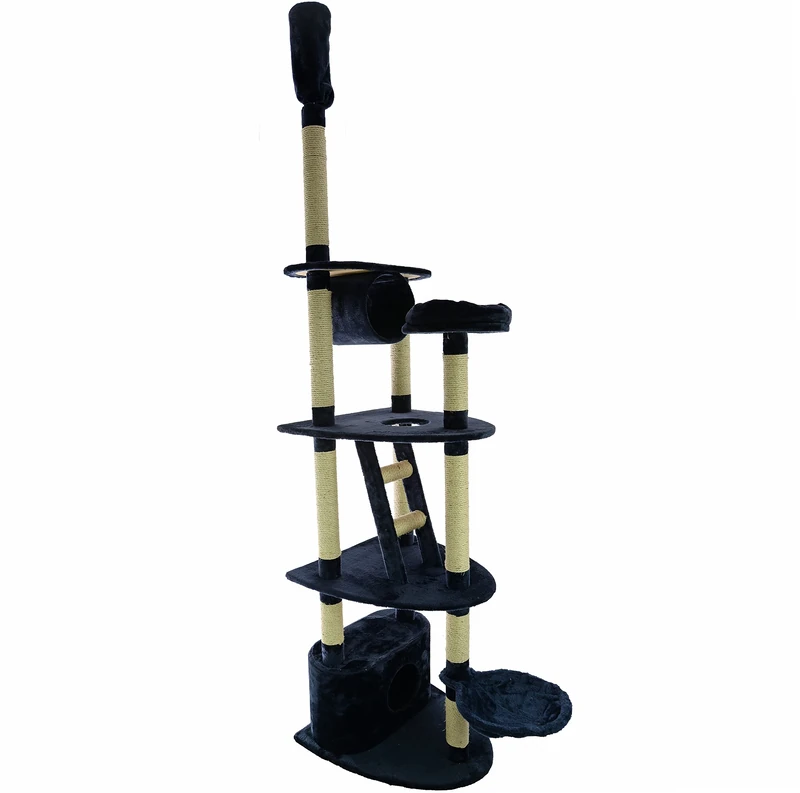 Mool Deluxe Cat Activity Centre and Scratching Tree/ Post/ Multiple Viewing Platforms and Comfy Beds, Extra Large, 248 cm, Blue