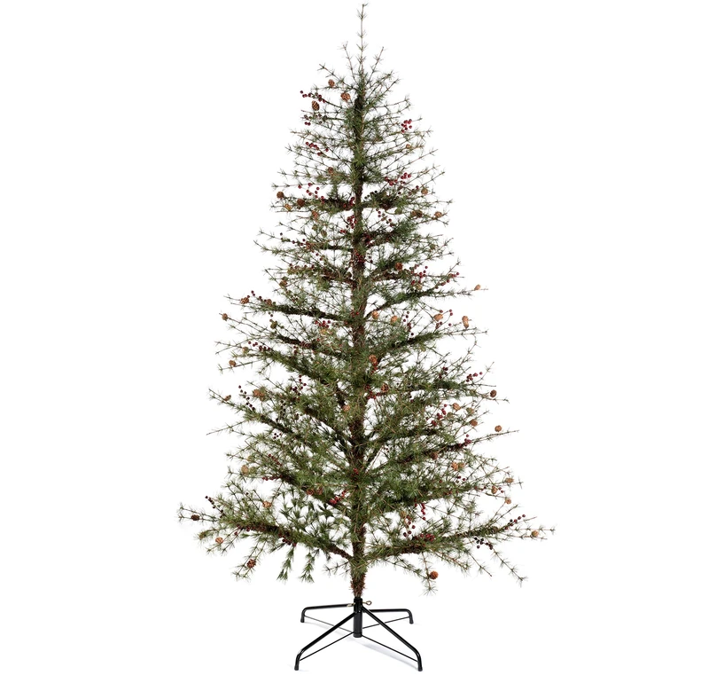 WeRChristmas 6 ft Contemporary Pine Christmas Tree with Red Berries and Mini Pine Cones