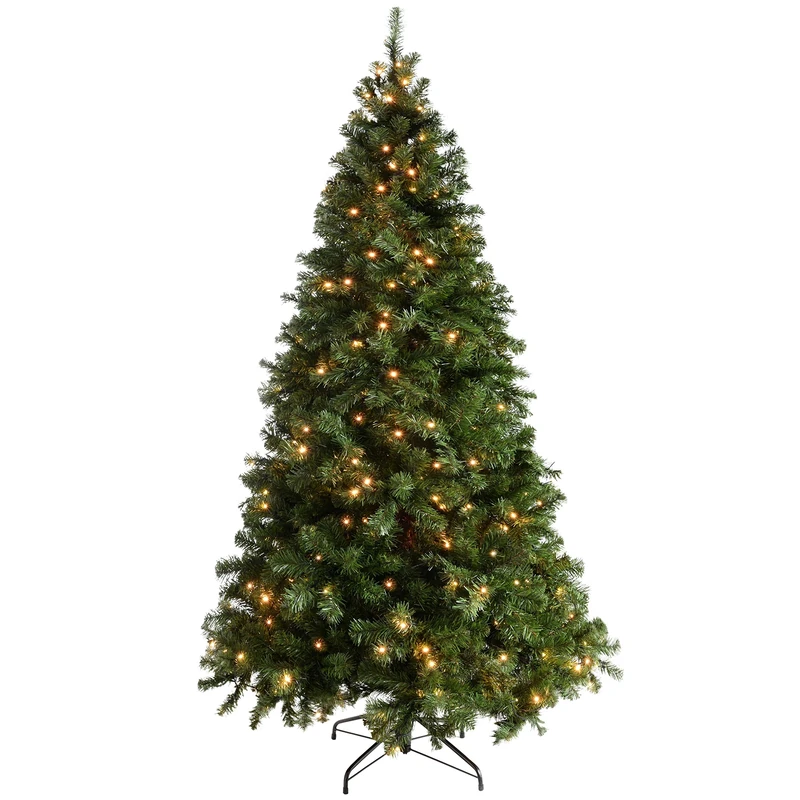 WeRChristmas Pre-Lit Spruce Multi-Function Christmas Tree, 2.1 m - 7 feet with 300-LED Lights, Green