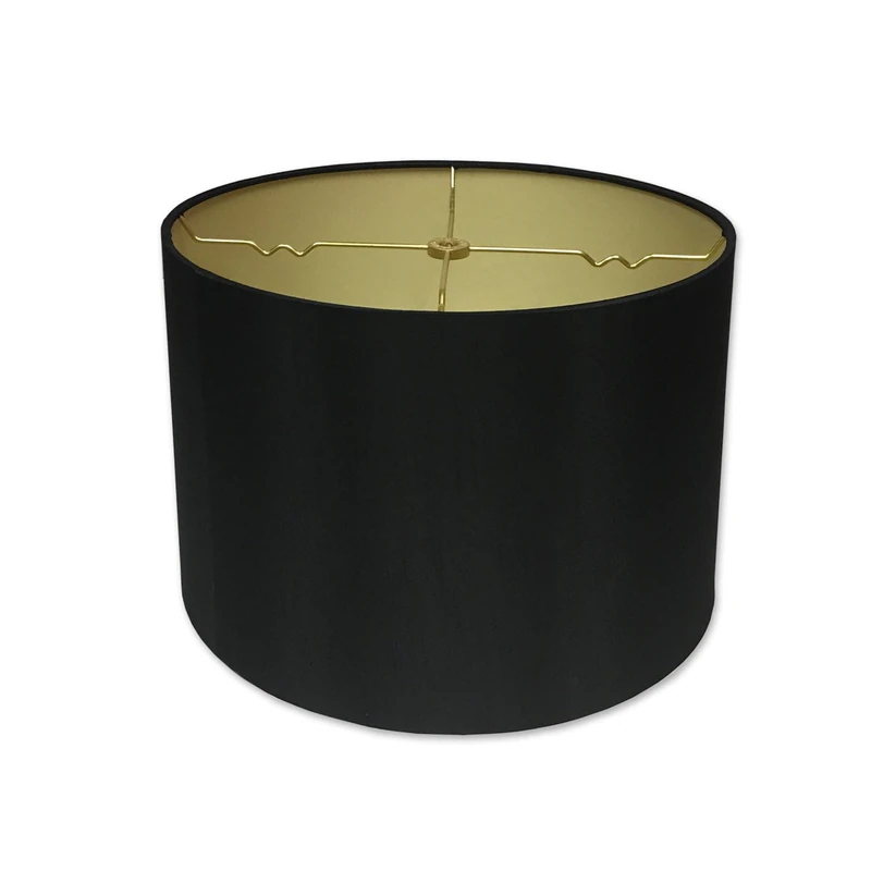 Royal Designs Shallow Drum Hardback Lamp Shade, Black, 9 x 10 x 7 (HB-610-10BLK/GL)