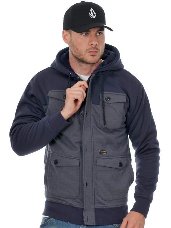 Volcom Men's Hooded Long Sleeve Hoodie grey graphite Size:M - Image 1