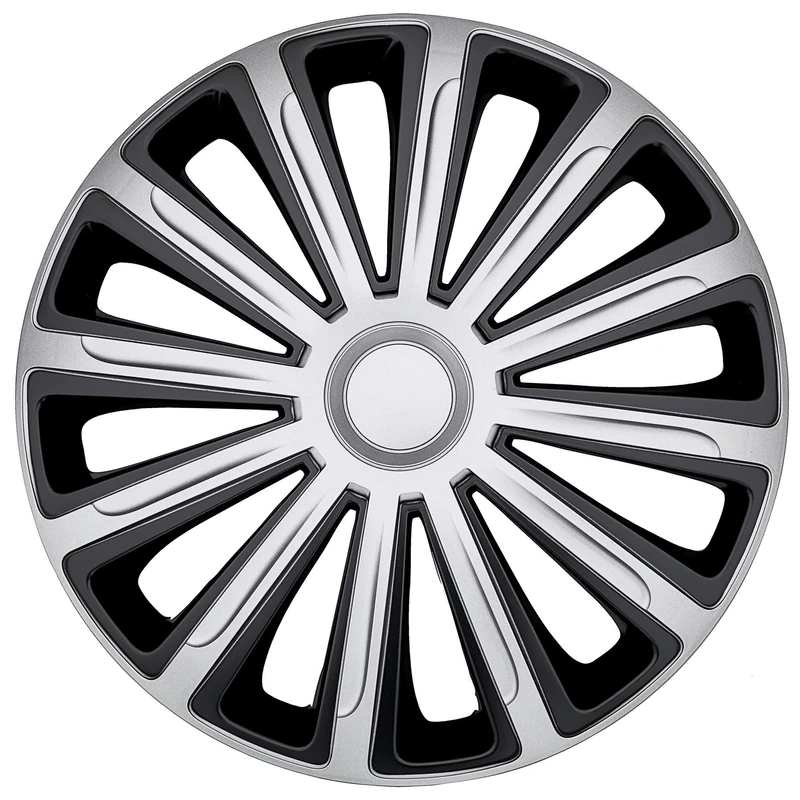 CAR+ VNJ9816 ABS Alaska Wheel Top 4-Piece Set, 16-inch, Silver/Black