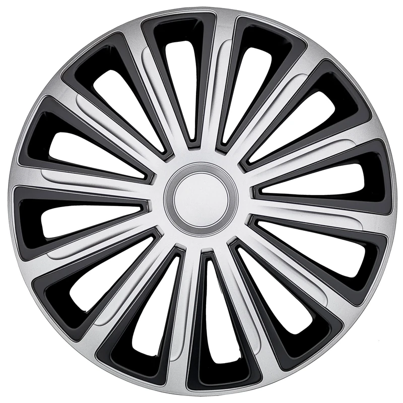 CAR+ VNJ9814 ABS Alaska Wheel Top 4-Piece Set, 14-inch, Silver/Black