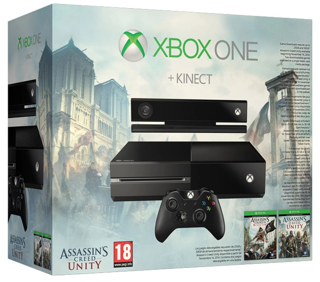 Xbox One Console with Kinect and Assassin's Creed Unity