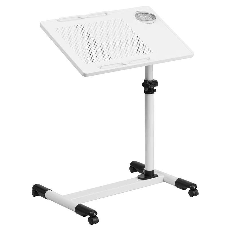 Flash Furniture Macon White Adjustable Height Steel Mobile Computer Desk