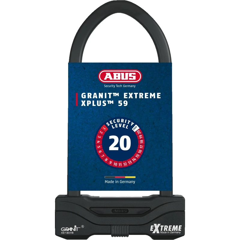 ABUS U-lock Granit Extreme 59 - motorbike & bicycle lock with XPlus cylinder - highest security level 20 - shackle height 245 mm