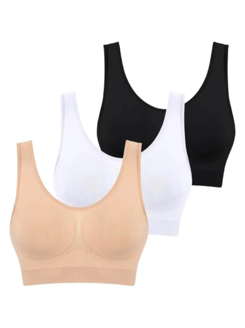 Boolavard The Ultimate Comfort Bra. Seamless Support Comfort Sport Stretch Action Leisure Black White (as8, Alpha, xx_l, Regular, Regular)
