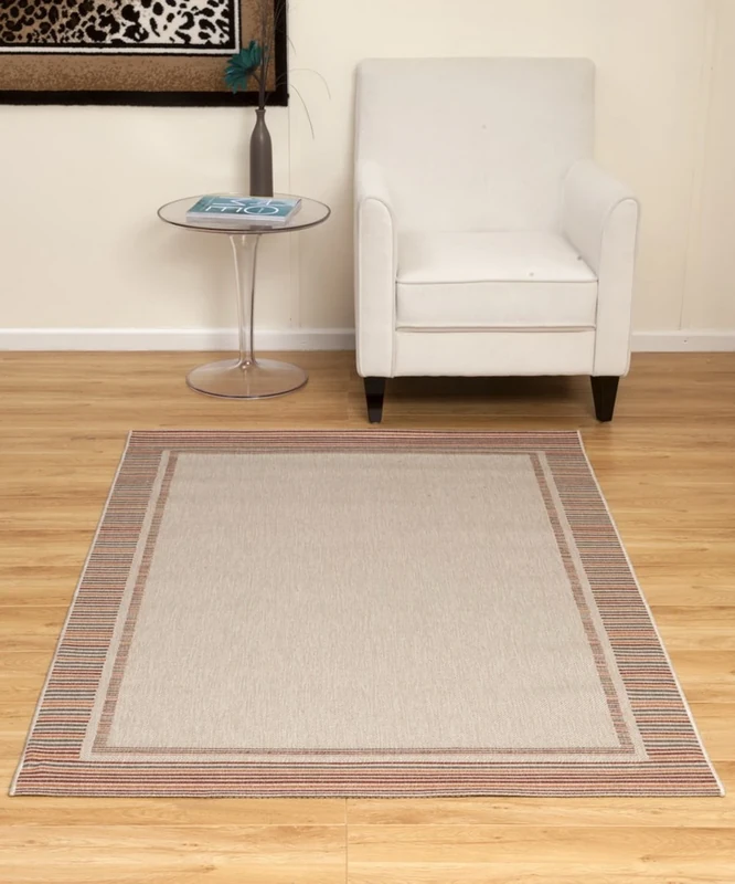 ASPECT Tabriz Bodered Indoor/Outdoor Rug-Natural with Border pattern/160x230cm, Polypropylene, Beige, 160 x 230 cm