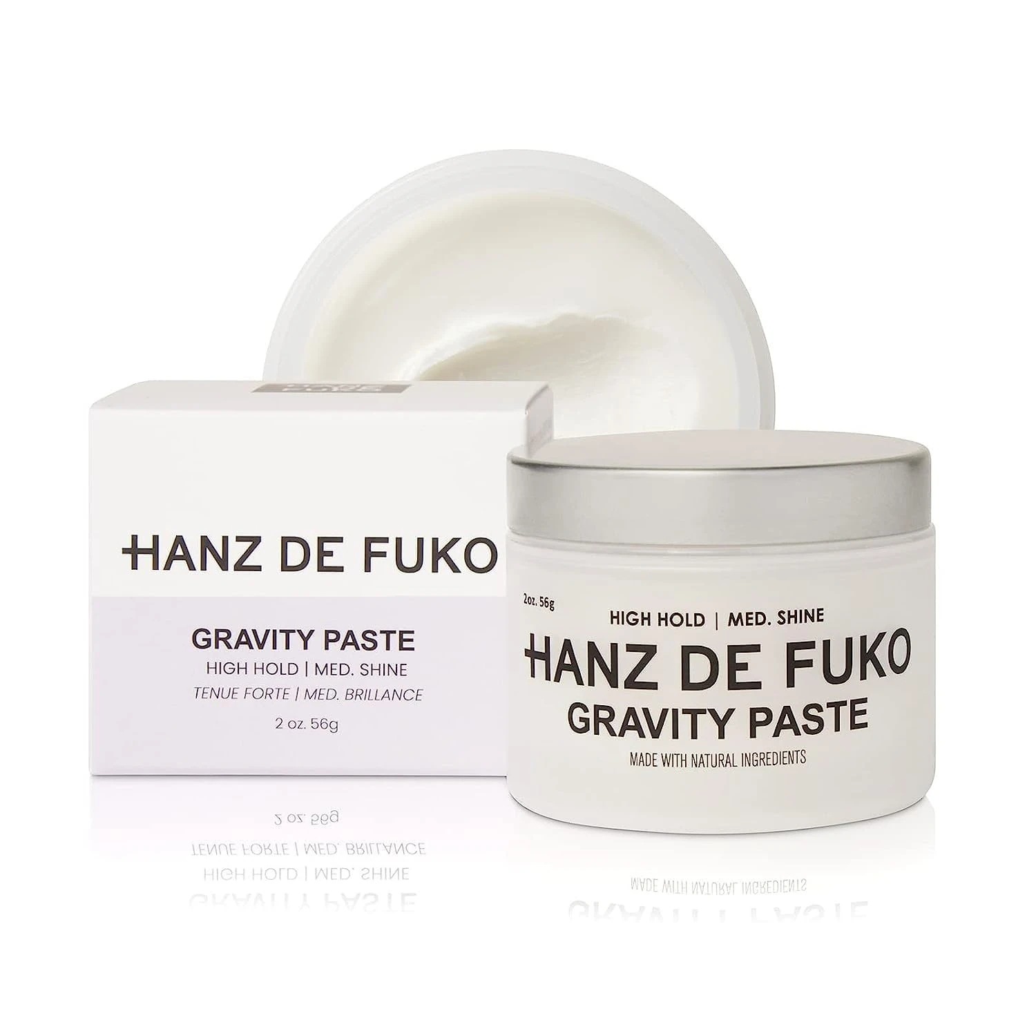 Hanz de Fuko Gravity Paste | Premium Styling Paste with Effortless High-Hold Low-Gloss Shine Finish | All Hair Types | 56g