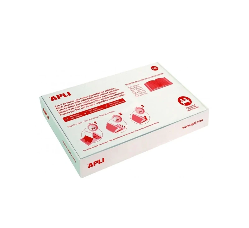 caja 100 Forros Transparent Sin Adhesivo y Solapa Autoajustable 310mm Bees 12282