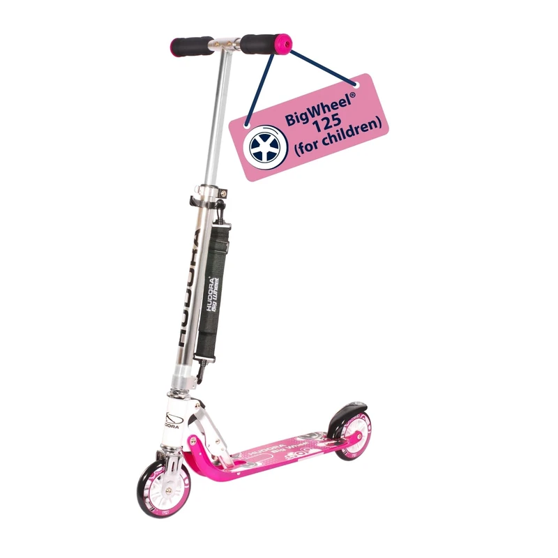 HUDORA BigWheel 125 - Safe Aluminum Scooter for Children - Height-Adjustable & Foldable City Scooter for Up to 100kg - Sturdy With Carrying Strap