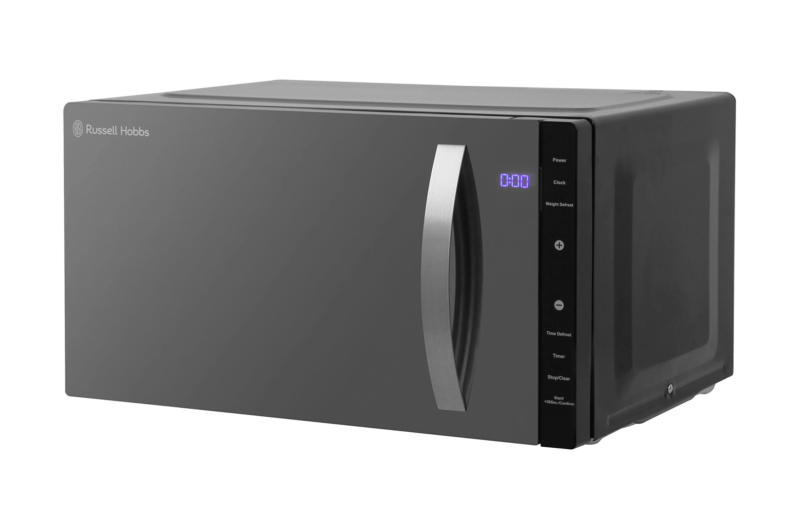 Russell Hobbs RHFM2363B 23 L 800 W Black Digital Flatbed Solo Freestanding Microwave with 5 Power Levels, 8 Auto Cook Menus, Easy Clean, Clock and Timer, Automatic Defrost