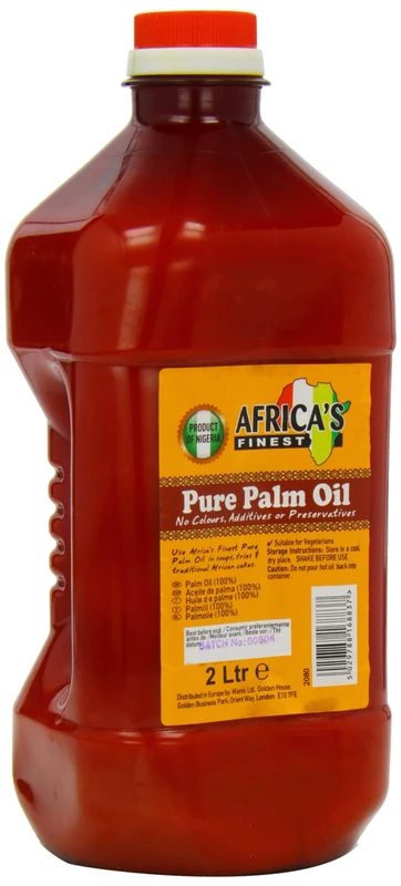 Africa's Finest Palm Oil 2 Litre (Pack of 6) - 100% Pure Palm Oil, No Additives or Preservatives, Ideal for Cooking, Frying & Traditional African Dishes