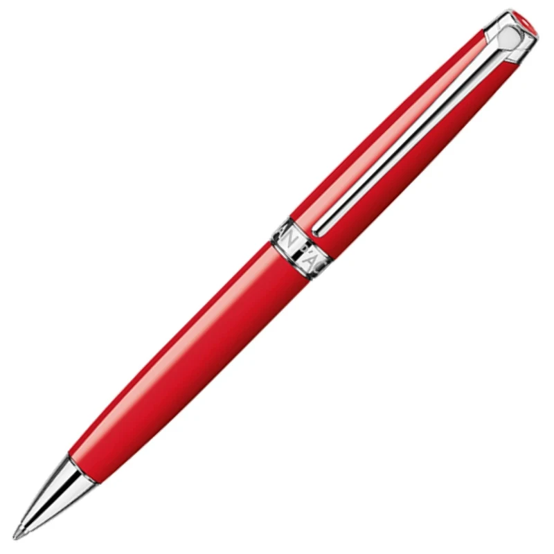 Caran d'Ache Leman Silver Plated Ballpoint Pen - Red