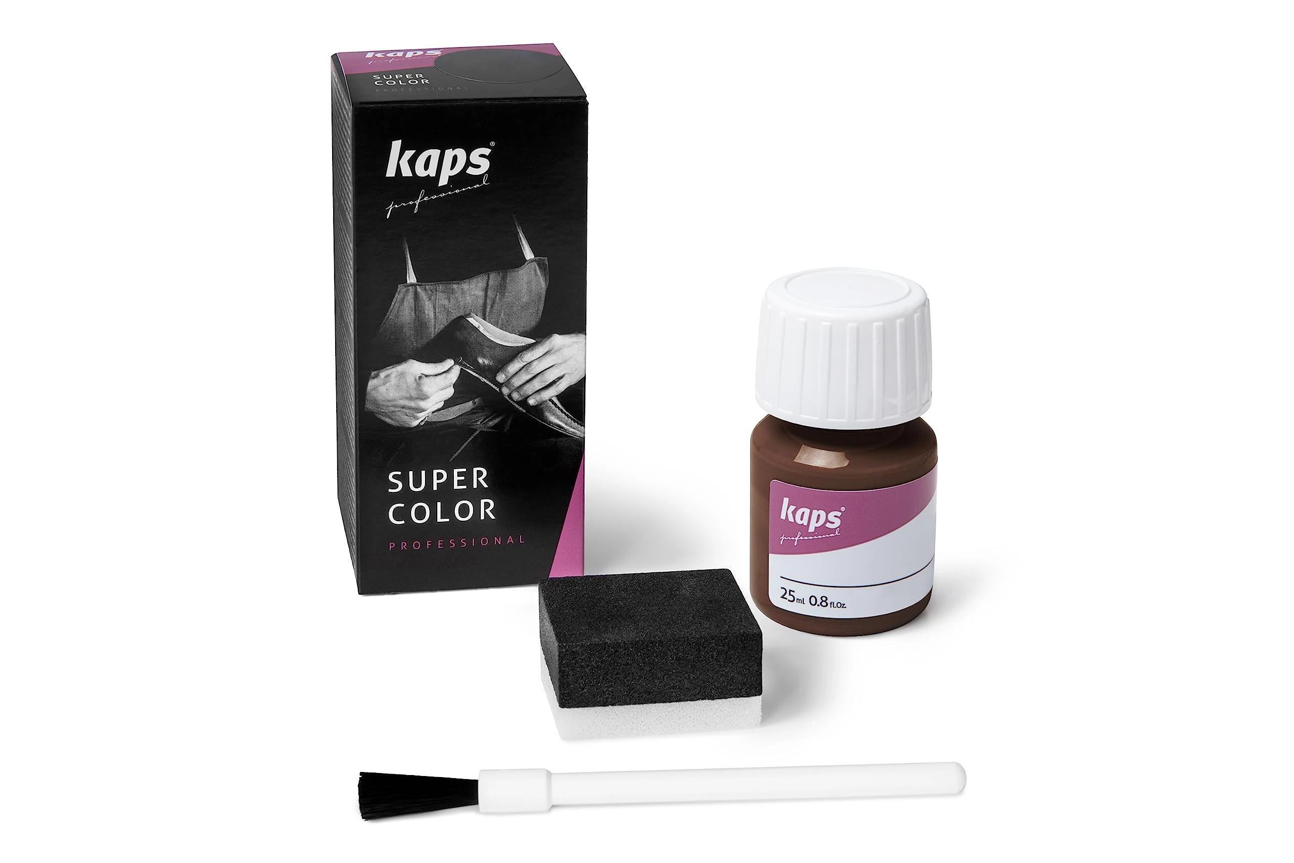 Kaps Super Color, Dye for Natural, Faux Leather and Fabric, Dye for Shoes, Boots and Bags with Sponge and Brush (175 - Deer)