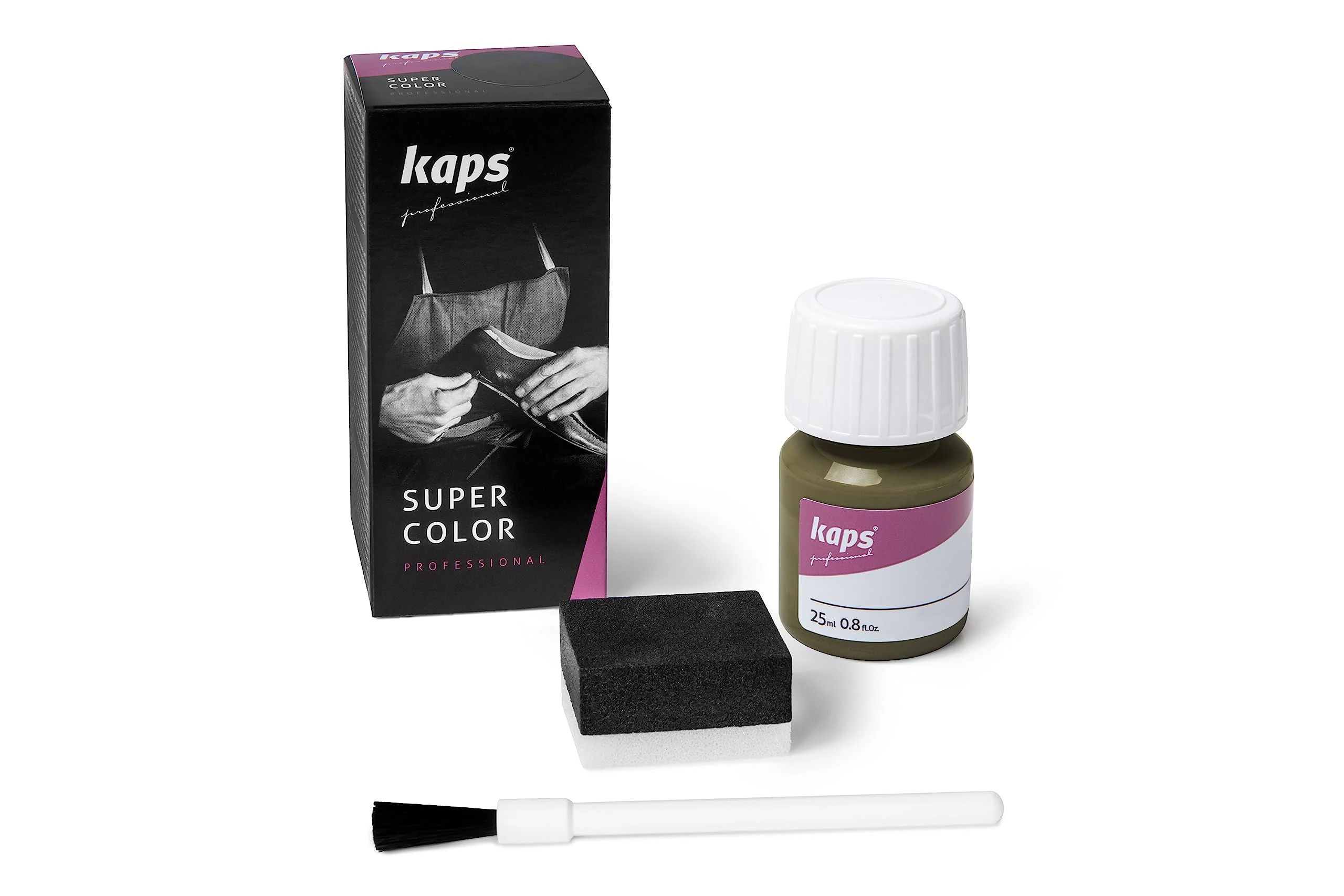 KAPS Super Color, Leather Dye for Natural Leather, Faux Leather and Fabric, Leather Dye 25 ml (134 - Olive Green)