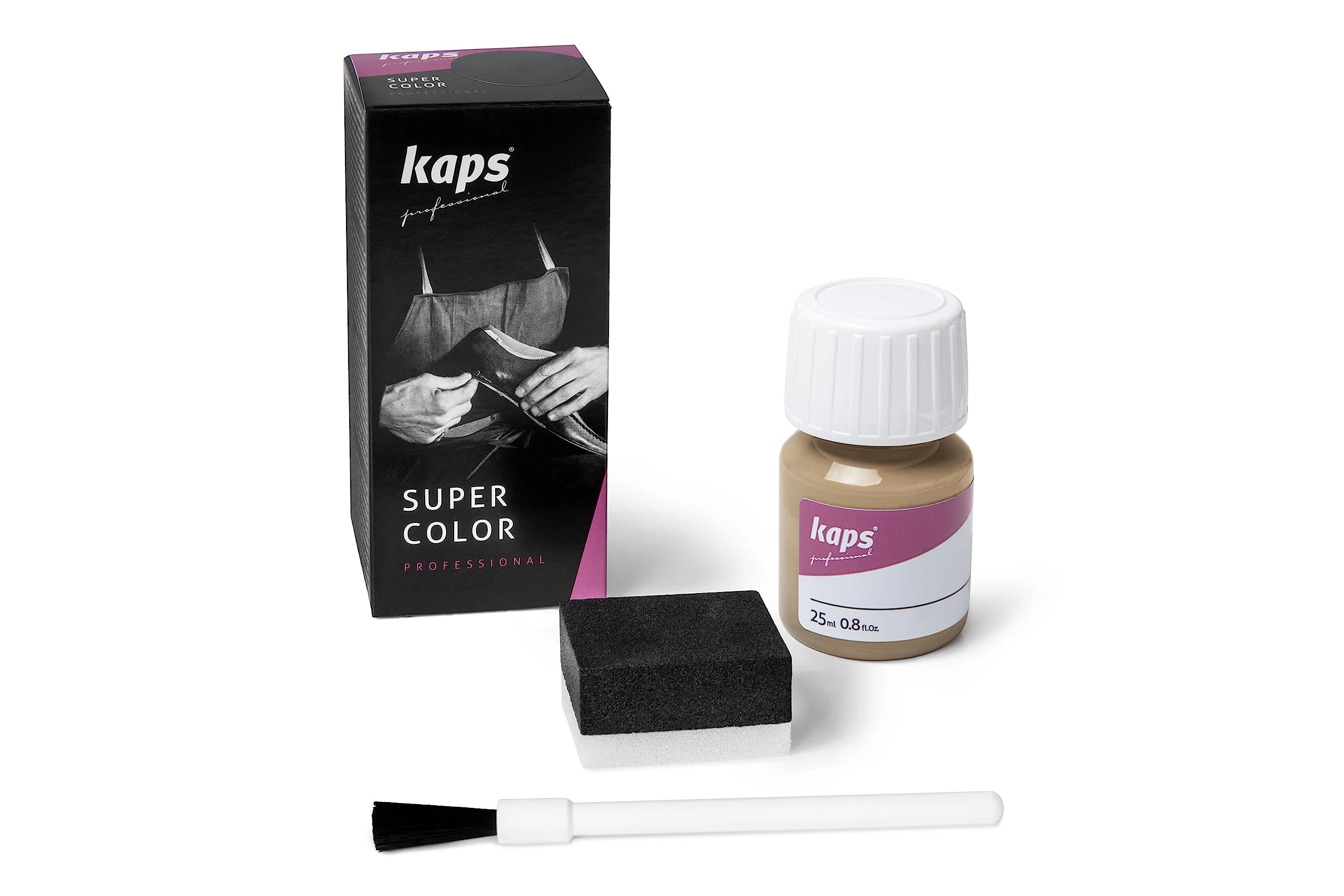 Kaps Super Color, Leather Dye for Natural Leather, Faux Leather and Fabric, Leather Dye 25 ml (138 - Buckskin)