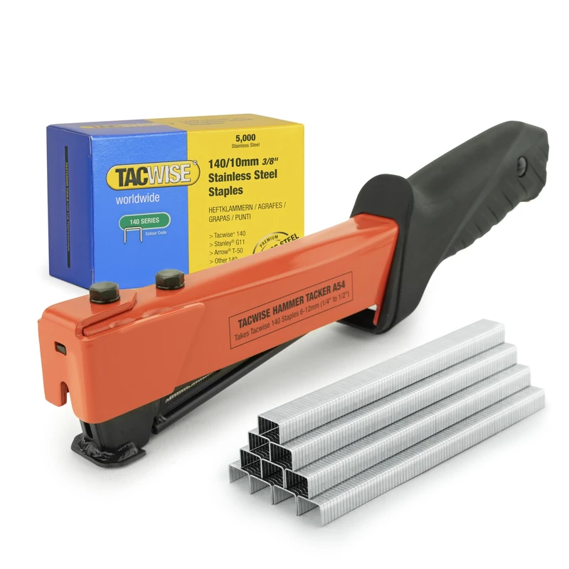 Tacwise 1221 A54 Heavy Duty Hammer Tacker with 5000 140/10mm Staples, Uses Type 140 / 6 - 12 mm Staples