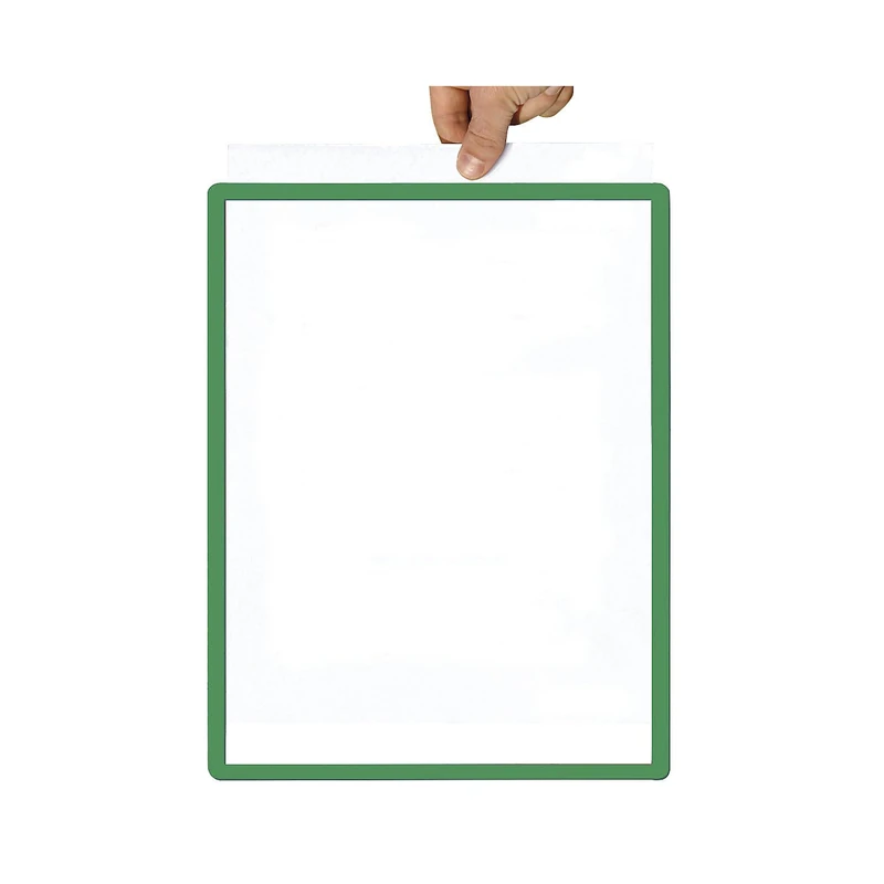 A4 Magnetic Frame Document Holder, Ideal For Flat Steel Surfaces, Easy Insertion & Removal Of Documents, Green, Pack of 10