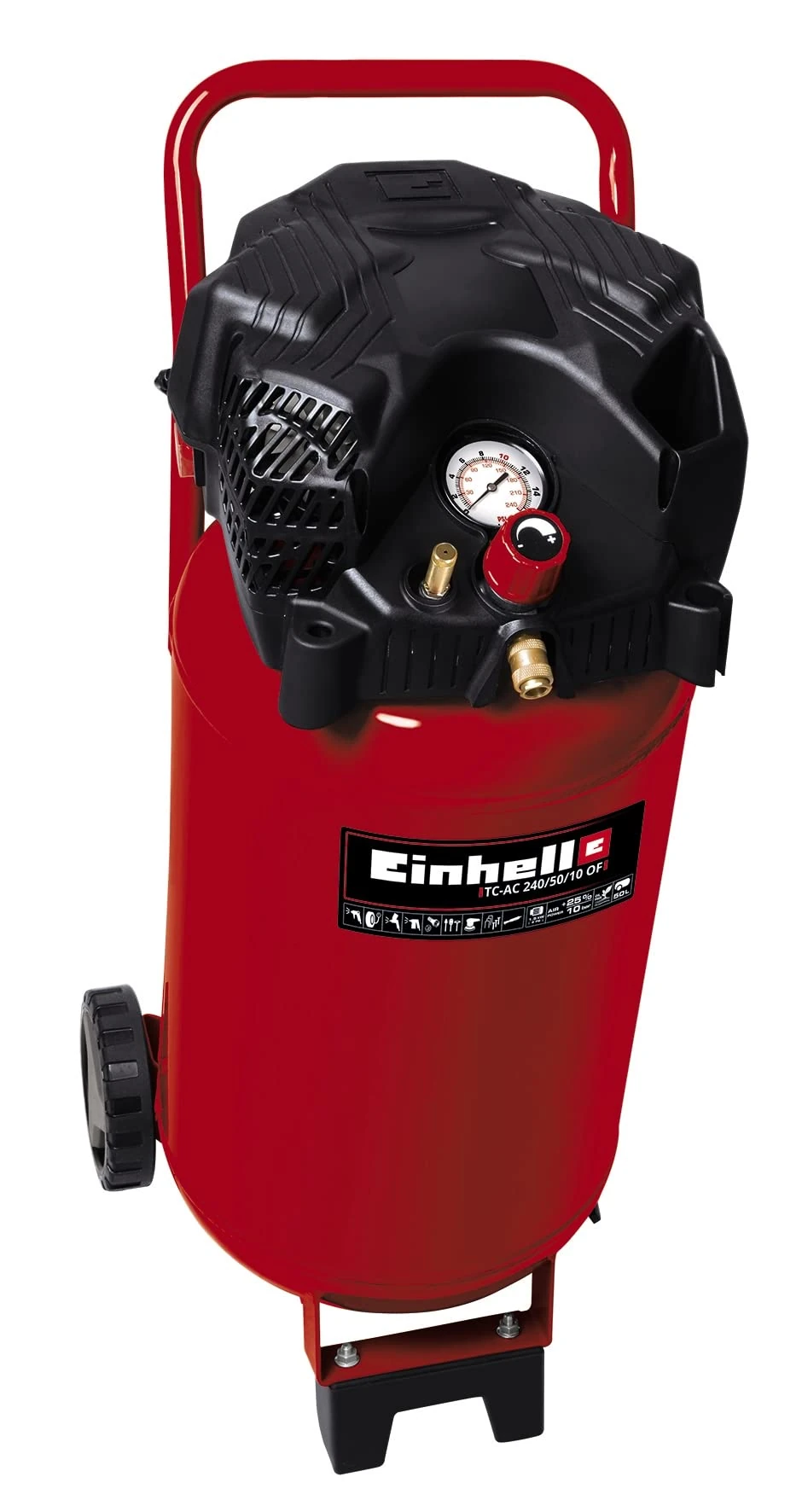 Einhell 50L Oil-Free Air Compressor - 10 Bar, 145 PSI, 240V, 1500W Service Free Motor, Pressure Reducer, Safety Valve - TC-AC 240/50/10 OF Compressed Air Pump For Workshops, 3 Year Warranty