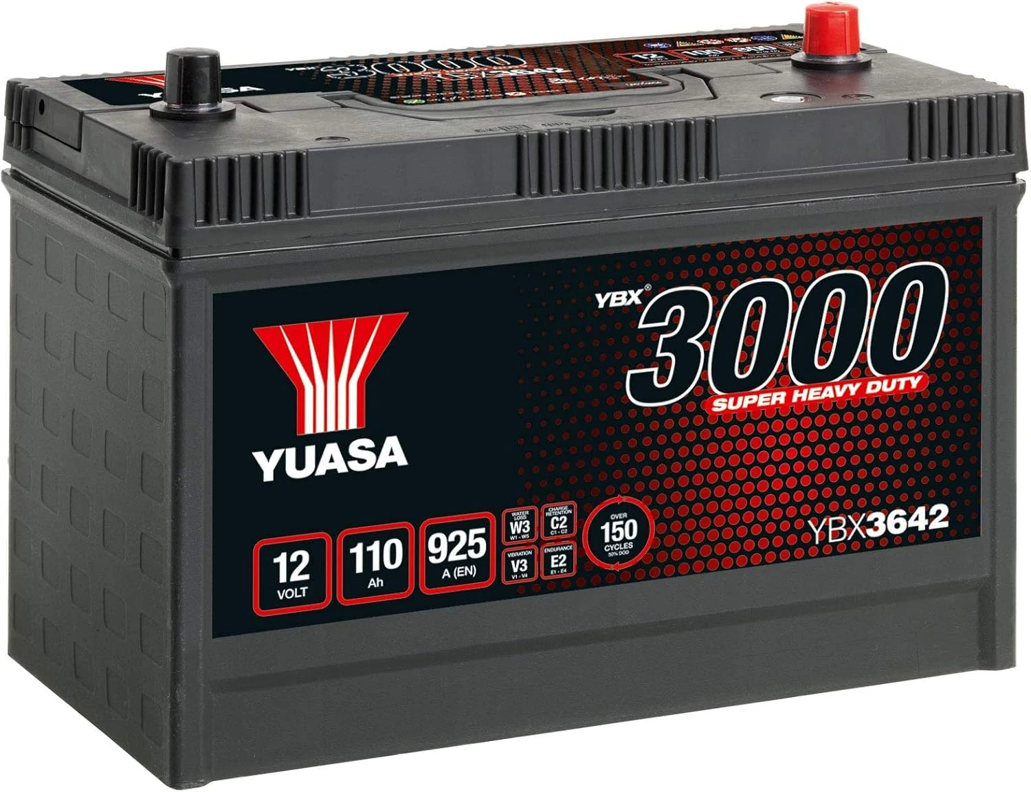 Yuasa YBX3642-110 12V 110Ah 925CCA Super Heavy Duty Sealed Maintenance Free Commercial Vehicle Battery