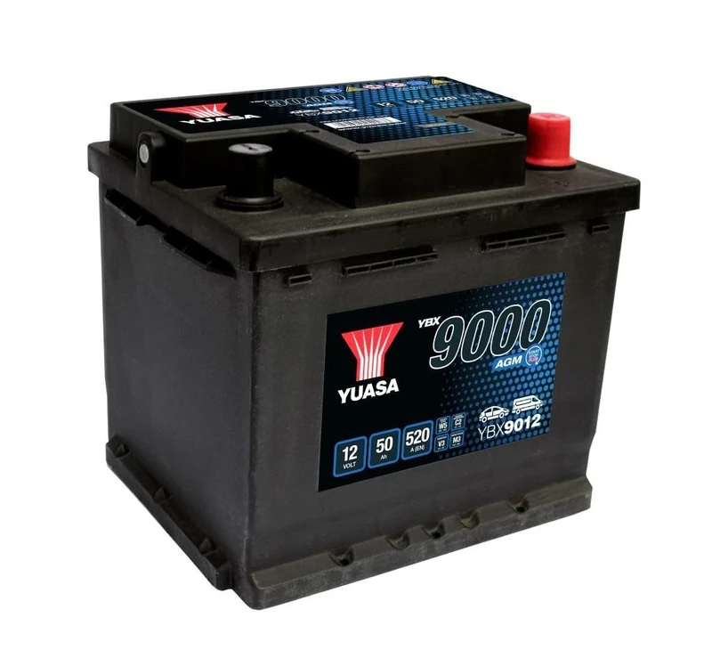Yuasa YBX9012 12V 50Ah 520 CCA AGM Start Stop Plus Car/Vehicle Battery
