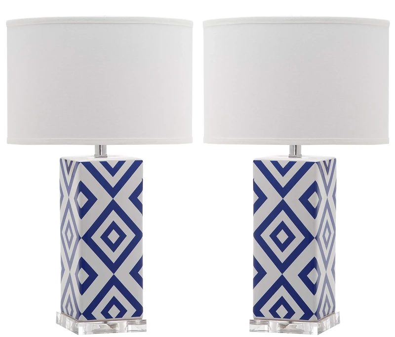 SAFAVIEH Modern Ceramic Table Lamps - Set of 2, in Navy