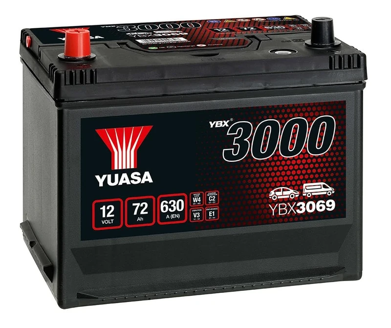 Yuasa YBX3069 12V 72Ah 630CCA Sealed Maintenance Free High Performance Car Battery