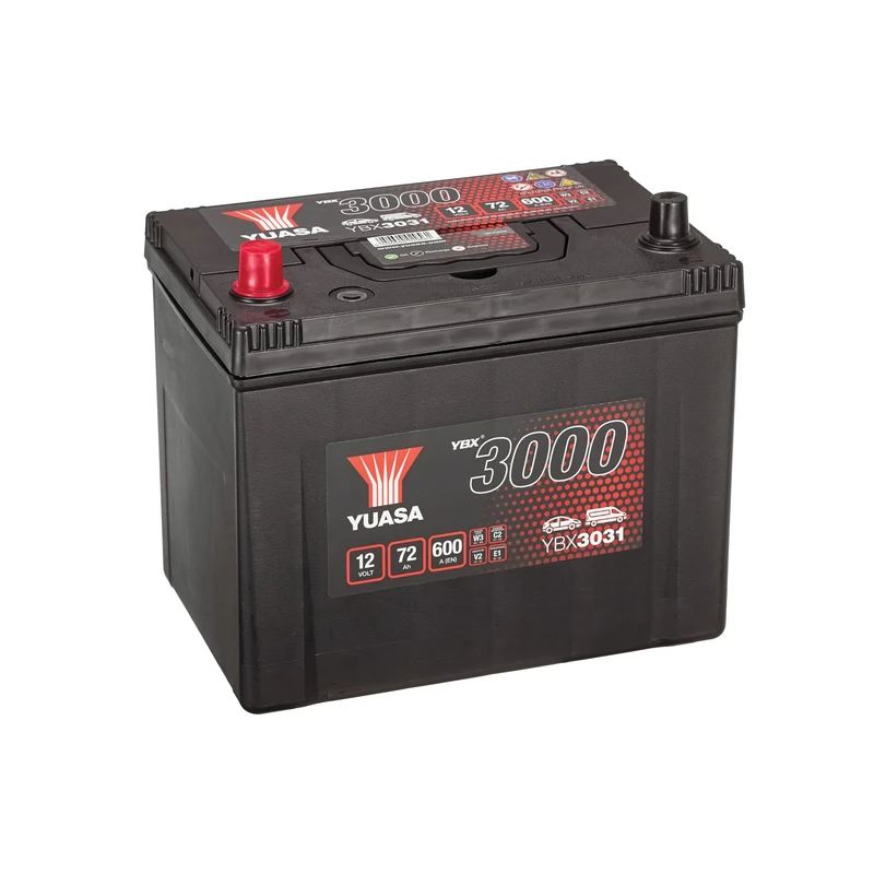 Yuasa YBX3031 12V 72Ah 630CCA Sealed Maintenance Free High Performance Car Battery