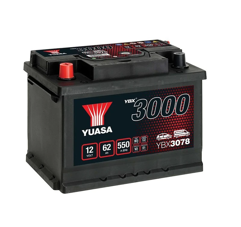 Yuasa YBX3078 12V 62Ah 550CCA Sealed Maintenance Free High Performance Car Battery