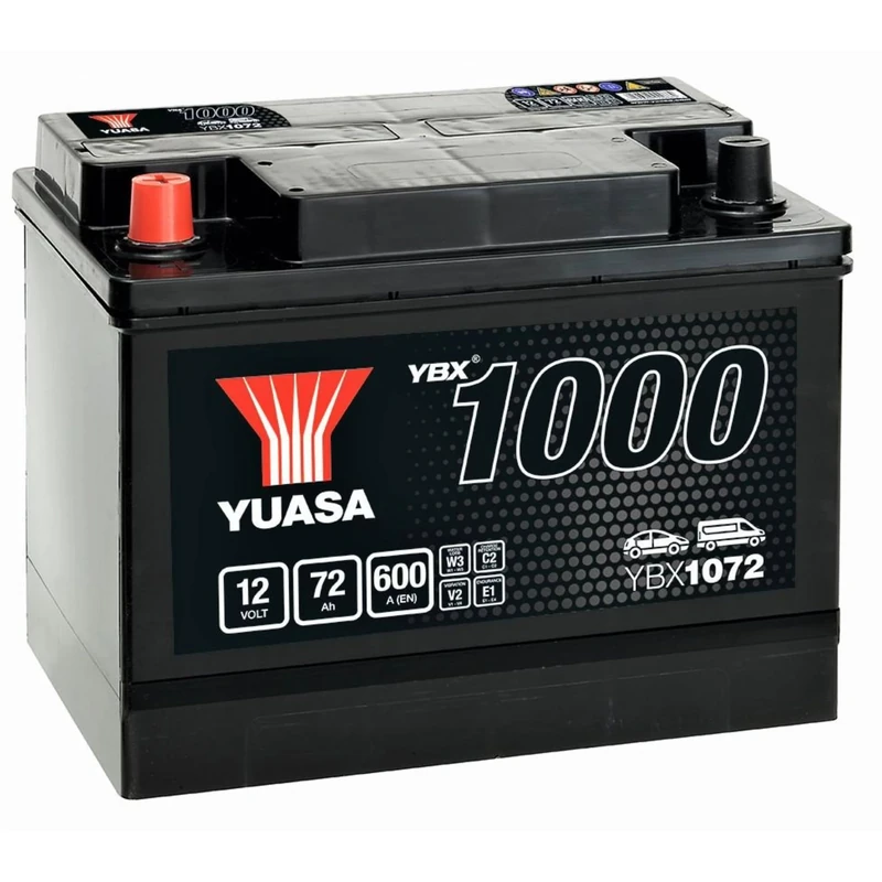 Yuasa YBX1072 12V 72Ah 600CCA Sealed Maintenance Free High Performance Car Battery