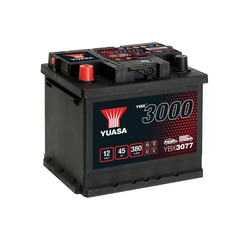 Yuasa YBX3077 12V 45Ah 380CCA Sealed Maintenance Free High Performance Car Battery