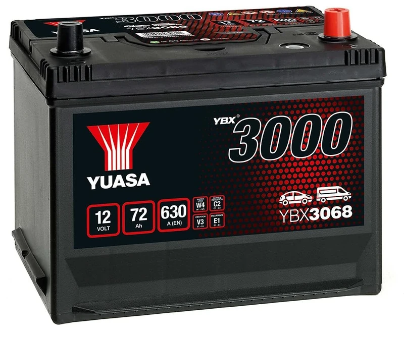 Yuasa YBX3068 12V 72Ah 630CCA Sealed Maintenance Free High Performance Car Battery