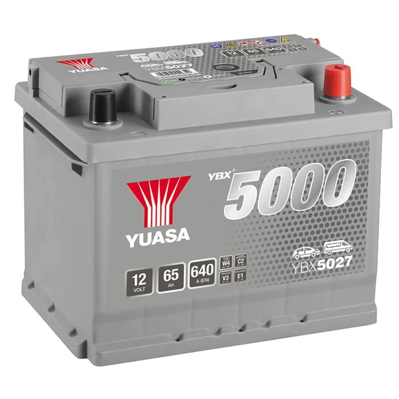 Yuasa YBX5027 12V 65Ah 640CCA Silver Sealed Maintenance Free High Performance Car Battery