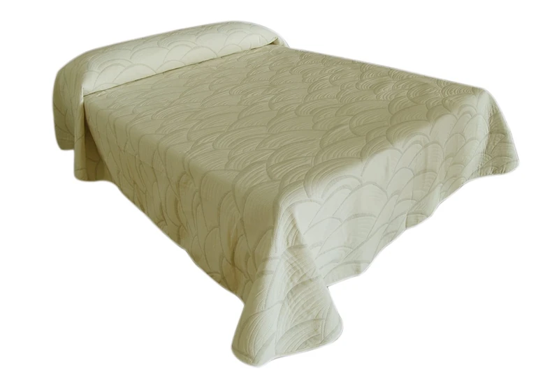 Eysa 200 cm Poly Cotton/Linen Jalea Reversible Jacquard Bed Spread, Beige, 200