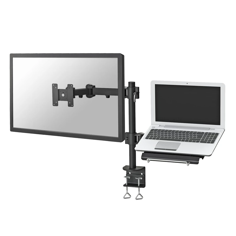 Newstar FPMA-D960NOTEBOOK Full Motion and Desk Mount (clamp) for 10-27" Monitor Screen AND Laptop, Height Adjustable - Black