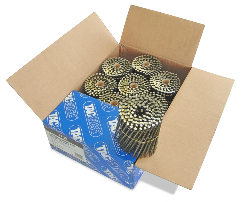 Tacwise 1155 Bright Flat Top Coil Nails Type 3.8 x 130 mm, Diamond Point, Screw Shank, 16° Inclined, Wire Collated, Pack of 1500
