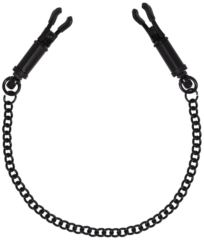 Rimba Bondage Play Nipple Clamps with Chain Black 7.8 x Ø 1.4 cm