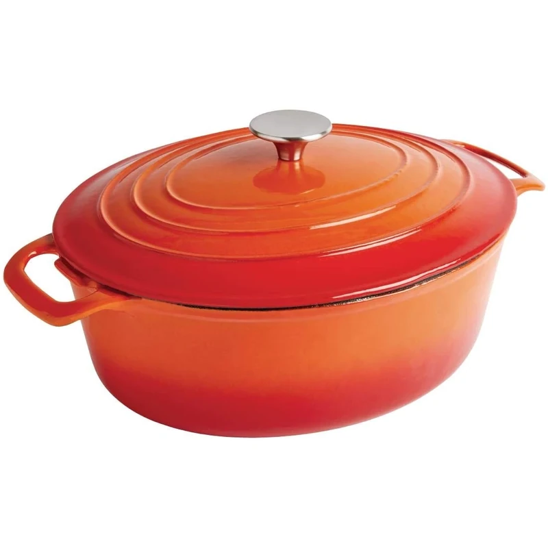 Vogue GH311 Orange 5L Iron Casserole Dish - Oven & Induction Safe
