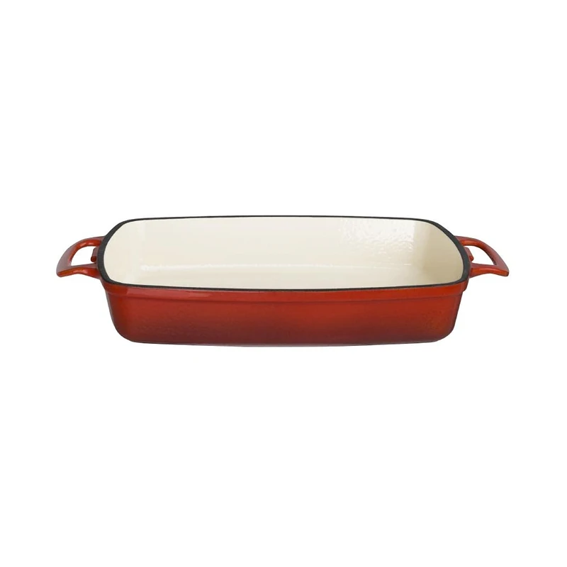 Vogue GH320 Rectangular Red Cast Iron Dish 2.8Ltr 55X390X235mm Baking Roasting - Image 1