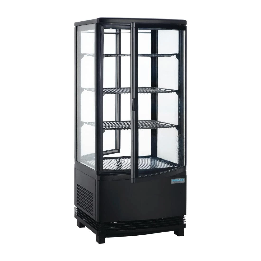 Polar C-Series 180W Food Drink Display Fridge 86 Litre | Black | Curved Glas Door | 3 Sturdy Adjustable Shelves | Energy Rating C | R600a | DP288