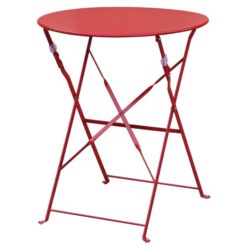 Bolero Red Steel Round Table Pavement Style 600mm - Garden, Patios Table for Restaurants, Pubs GH560