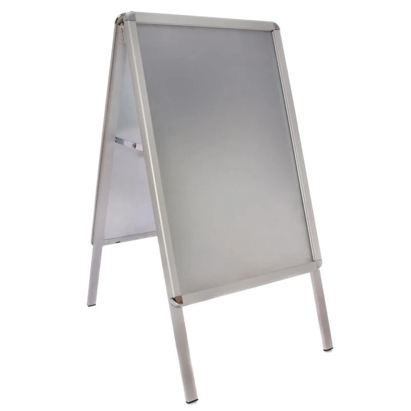 A2 Silver Board Aluminium Chrome Round Notice Display Shop Retail 910X463X700mm - Image 1