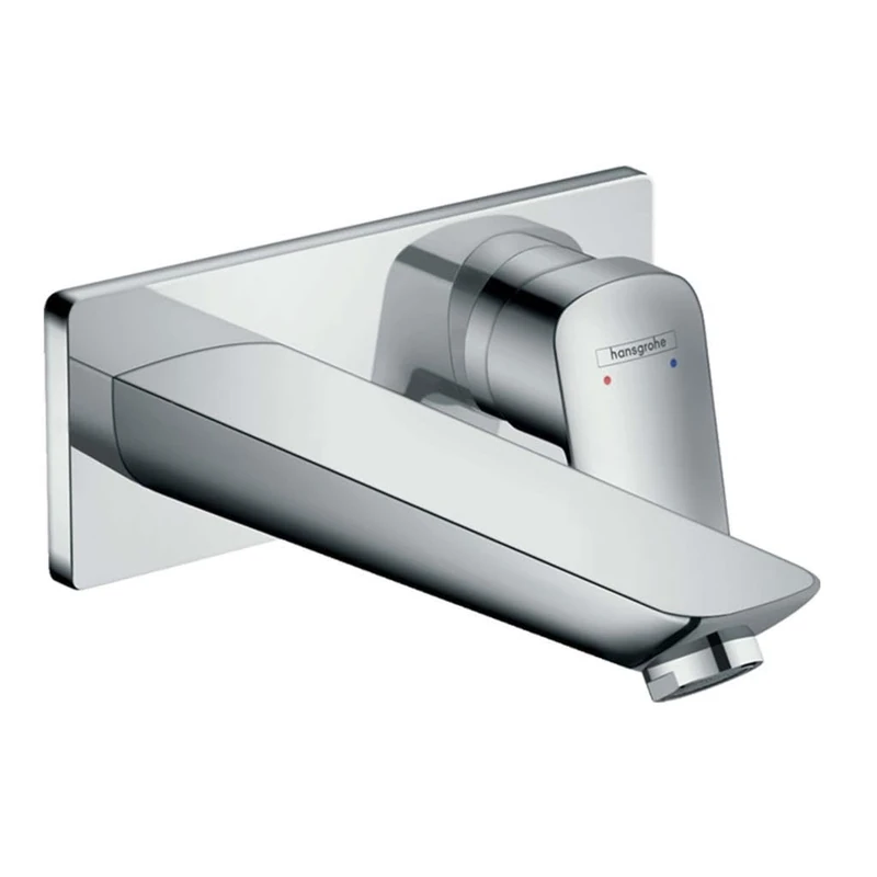 hansgrohe Logis - bathroom tap conceiled for wall mounting without waste, bathroom sink tap with spout length 195 mm, basin mixer tap water-saving (EcoSmart), chrome, 71220000