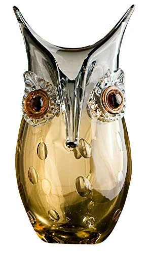 GILDE GLAS art Owl Design Vase Handmade Glass Height 27 cm